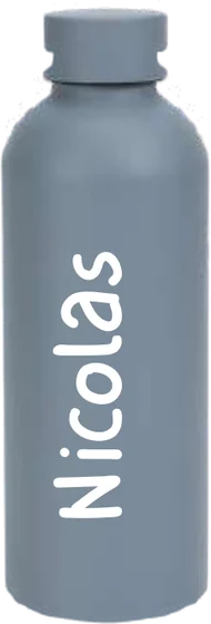 Termo gris personalizado con el nombre Nicolas.
